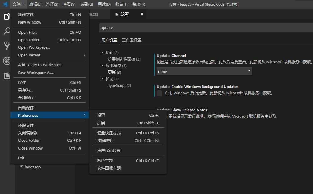 Vscode更新设置